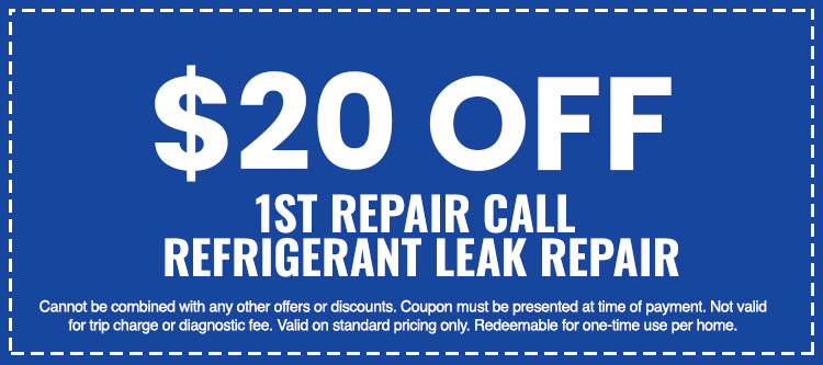 Discount on 1st Repair Call Refrigerant Leak Repair